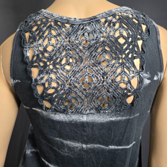 Y2K Tank Top Size S Gray Long Asymmetric Indie Sleaze Grunge Fairy Boho Cotton - Picture 3 of 12